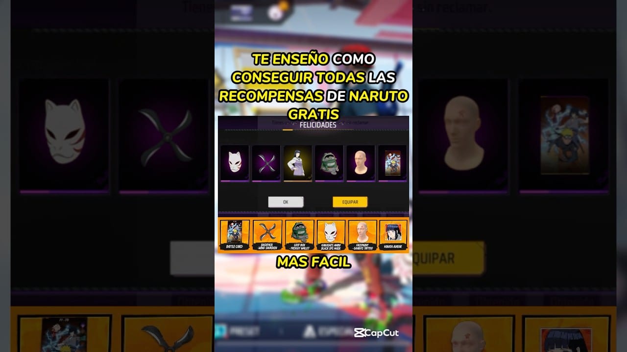 Cómo obtener los trajes y accesorios de la colaboración Free Fire x Naruto
